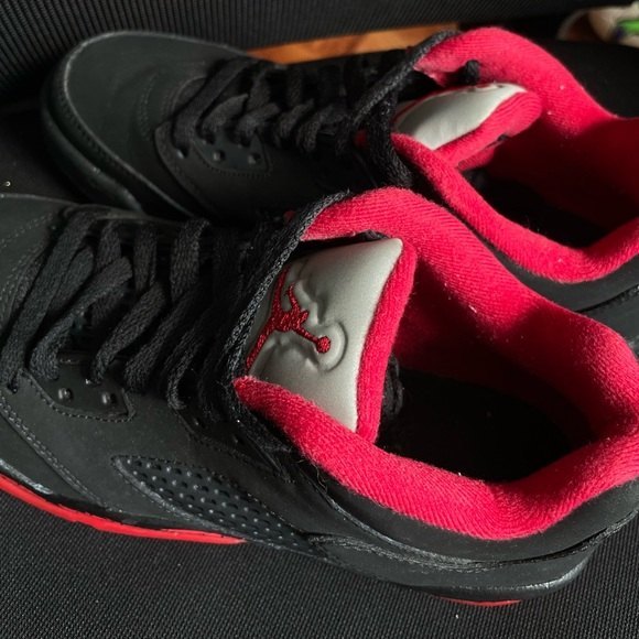 AIR JORDAN 5 RETRO LOW ALTERNATE 90 BLACK RED AUTHENTIC STREETWEAR SNEAKERS 6.5Y - Picture 2 of 8